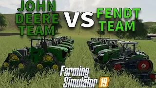 FARMING SIMULATOR 19: TUG OF WAR!!! JOHN DEERE TEAM VS FENDT TEAM!!!