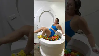 I FELL INTO THE WORLDS Largest Toilet Play Ball Pool with Big Splash 2 Times #shorts