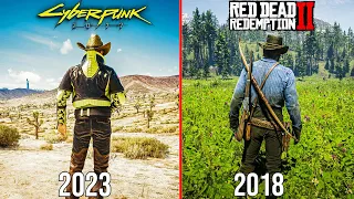 Cyberpunk 2.1 VS Red Dead Redemption Attention to Detail Graphics Comparison Realistic Graphics 4K