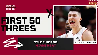 Tyler Herro's First 50 Threes of 2021-22 NBA Season | King of NBA