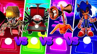 Spider House Head vs Choo choo Charles exe vs Siren Head vs Sonic hedgehog exe 🌟 Tiles Hop EDM Rush