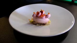 A Michelin star prepared strawberry dessert at restaurant Meliefste