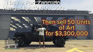 I buy a Fort Zancudo hangar for $2,000,000 then sell 50 units of Art & Antiques for $3,300,000|GTAO