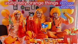 Using only orange colour things for 24 hours challenge || aman dancer real