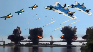 Massive Fire!! Russian Air Force • Su-25 • Su-57 destroyed bridges