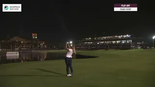 Emily Pedersen produces a piece of magic on the second playoff hole to win the Team Event in Jeddah