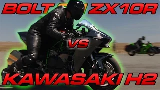 Kawasaki H2 vs Bolt on ZX10R - TOP SPEED