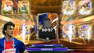 2X 96-97 OVR HEROES/TOTY EXCHANGES + PRIME HEROES PACK OPENING BUILD OUR FC MOBILE TEAM GAMEPLAY