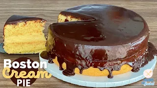 BOSTON CREAM PIE | PASTEL SUAVE Y ESPONJOSO RELLENO DE CREMA PASTELERA | POSTRES CON IXCHEL