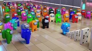 Among Us RTX On  (100 Impostors) - 3D Animation -  Domino Effect