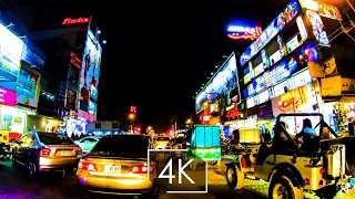 Rawalpindi Night Street View - Driving on Congested Bank Road - Traffic Sounds - 4K