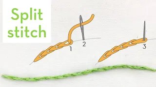 Split stitch - How to quick video tutorial - hand embroidery stitches for beginners