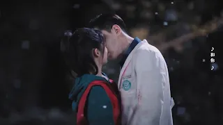 Doctor finally showed his love to Cinderella. They hug and kiss with tears in the snow