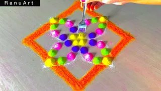 2 Simple Rangoli | Diwali Rangoli Designs | Navratri Rangoli designs | Rangoli colors | Ranu Art