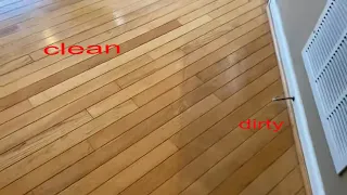 cleaning and buffing very dirty hardwood floor