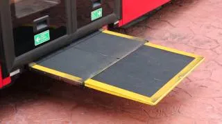 New bus for London "The Borismaster" wheelchair ramp in operation