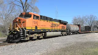 BNSF 7590 Leads a Freight, Colona, IL 4/8/2024