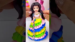 DIY How to Make Polymer Clay Miniature Rainbow Doll Dress | DIY Easy Polymer Clay Tutorial | ASMR