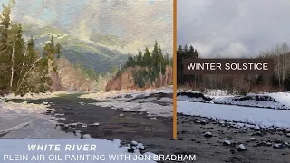 WINTER SOLSTICE plein air painting on the White River