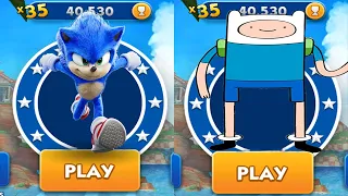 Sonic Dash vs Adventure Time Run - Movie Sonic vs All Bosses Zazz Eggman - All Characters Unlocked