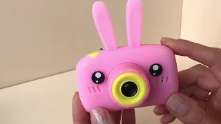 Детский цифровой фотоаппарат розовый зайчик. Kids camera. Хороший обзор.