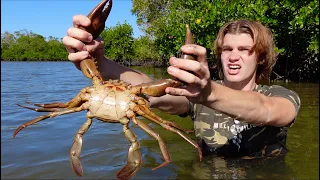 Solo MUDCRAB Catch & Cook in the MANGROVES! (Eating Only What I Catch)