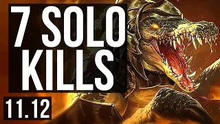 RENEKTON vs GAREN (TOP) | 7 solo kills, 1.1M mastery, 300+ games | NA Grandmaster | v11.12