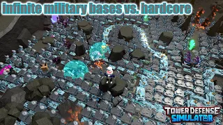 infinite military bases vs. hardcore mode (Tower Defense Simulator)