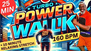 25-Minute Turbo Power Walk | High-Intensity Cardio Aerobics Workout | 10 Min Relaxing Stretch