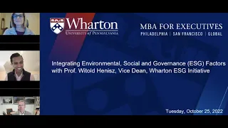 Integrating Environmental, Social, and Governance (ESG) Factors – Ivy Exec & Wharton School Webinar