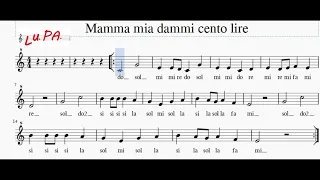 Mamma mia dammi cento lire - Karaoke - Flauto - Spartito - Note - Instrumental - Musica - Canto