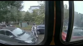 Guy attacks bus with a flamethrower