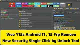 Vivo Y12s Android 11,12 Frp Remove New Security Single Click by Unlock Tool