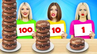 100 Katman Çikolata Meydan Okuması | 24 Saatlik Tatlı Savaşı! RATATA’dan Çikolata VS Gerçek Yiyecek