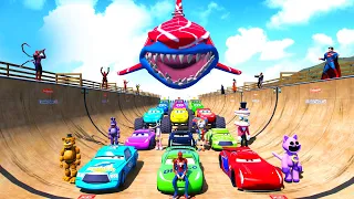 GTAV SPIDER-MAN 2, FIVE NIGHTS AT FREDDY'S, THE AMAZING DIGITAL CIRCUS Join in Epic New Stunt Racing