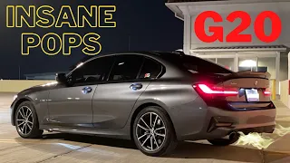 LOUDEST POPS🙉2020 BMW 330i G20 Custom Catback Exhaust-Resonator & Muffler Delete