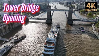 TOWER BRIDGE Opens for Le Champlain, Big Cruise Ship from PONANT