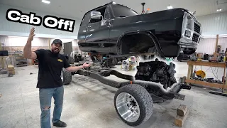 PULLING THE CAB!! 1st GEN Cummins gets FRAME OFF!!!