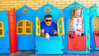 Nastya and papa pretend play with playhouse House tour Video for kids