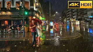 Relaxing rain at night in Central London-June 2021🌧London Walk🌧ASMR Night rain [4K HDR]