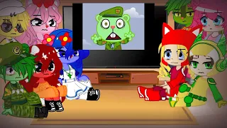 реакция геройчеков на happy tree friends мультики