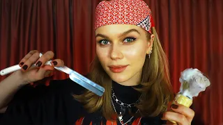 ASMR Biker Girl Cuts Your Hair. Haircut & Shaving RP. Personal Attention