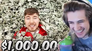 xQc Reacts to I Gave People $1,000,000 But ONLY 1 Minute To Spend It! (MrBeast)