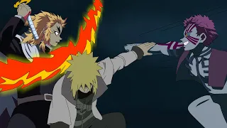 Minato vs Akaza in Demon slayer | Minato Namikaze save rengoku - Fan animation