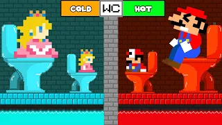 Toilet Prank: Team Mario and Team Peach Hot vs Cold Challenge Toilet | Game Animation