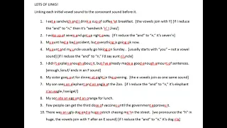 Consonant to Vowel Linking Sounds Example Sentences