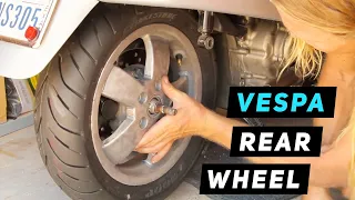 Vespa GTS Wheel Installation With Leo Vince Exhaust | Mitch's Scooter Stuff