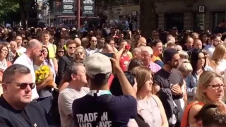 Manchester . " Dont look back in Anger " - Oasis- after minutes silence