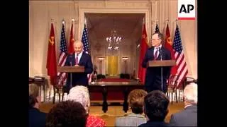 President George H.W. Bush and Soviet Union leader Mikhail Gorbachev sign treaty for first-ever cuts