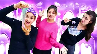 Asu Ela VS Sevcan ile Challenge! Gözü kapalı Slime yapımı - süper eğlenceli video!